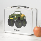 Groene monstertruck cartoon illustratie (In situ)