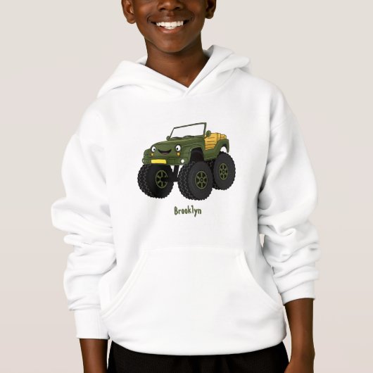 Groene monstertruck cartoon illustratie (Voorkant)