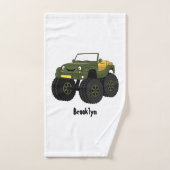 Groene monstertruck cartoon illustratie bad handdoek (Handdoek)