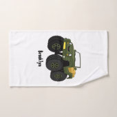 Groene monstertruck cartoon illustratie bad handdoek (Handdoek)