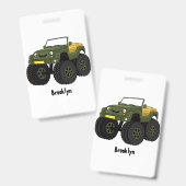 Groene monstertruck cartoon illustratie badge (Front & Back)