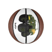 Groene monstertruck cartoon illustratie basketbal (Verticaal)