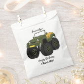 Groene monstertruck cartoon illustratie bedankzakje (Geknipt)