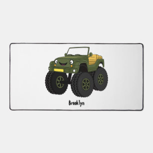 Groene monstertruck cartoon illustratie bureaumat