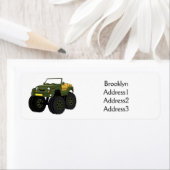 Groene monstertruck cartoon illustratie etiket (Insitu)