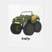 Groene monstertruck cartoon illustratie fleece deken (Voorkant)