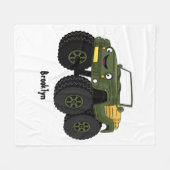 Groene monstertruck cartoon illustratie fleece deken (Voorkant (Horizontaal))
