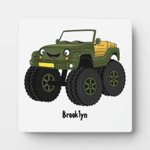 Groene monstertruck cartoon illustratie fotoplaat