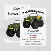 Groene monstertruck cartoon illustratie kaart (Voorkant / Achterkant)