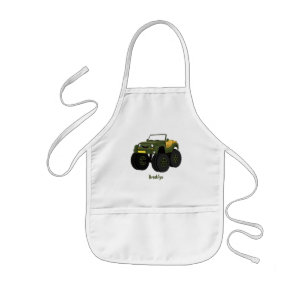 Groene monstertruck cartoon illustratie kinder schort