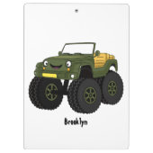 Groene monstertruck cartoon illustratie klembord (Achterkant)