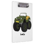 Groene monstertruck cartoon illustratie klembord (Rechts)