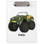 Groene monstertruck cartoon illustratie klembord (Voorkant)