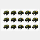 Groene monstertruck cartoon illustratie labels (Vel)