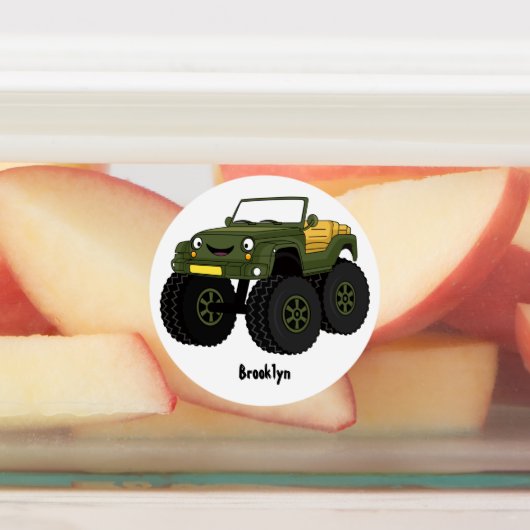 Groene monstertruck cartoon illustratie labels (Aangebracht)