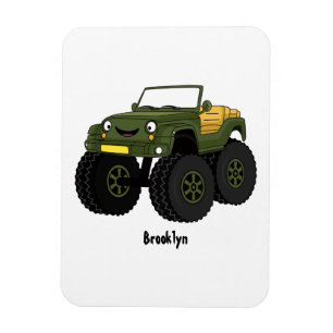 Groene monstertruck cartoon illustratie magneet