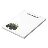 Groene monstertruck cartoon illustratie notitieblok (Linkerzijde)
