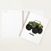 Groene monstertruck cartoon illustratie planner (Display)