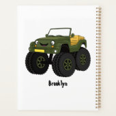 Groene monstertruck cartoon illustratie planner (Achterkant)