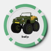 Groene monstertruck cartoon illustratie poker chips (Achterkant)