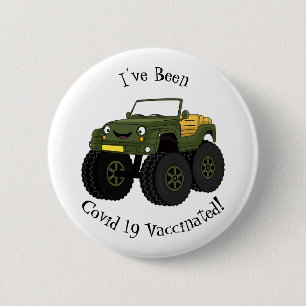 Groene monstertruck cartoon illustratie ronde button 5,7 cm