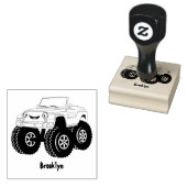Groene monstertruck cartoon illustratie rubberstempel (Gestempeld)