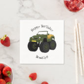 Groene monstertruck cartoon illustratie servet (Insitu)