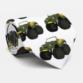 Groene monstertruck cartoon illustratie stropdas (Opgerold)