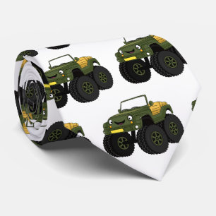 Groene monstertruck cartoon illustratie stropdas