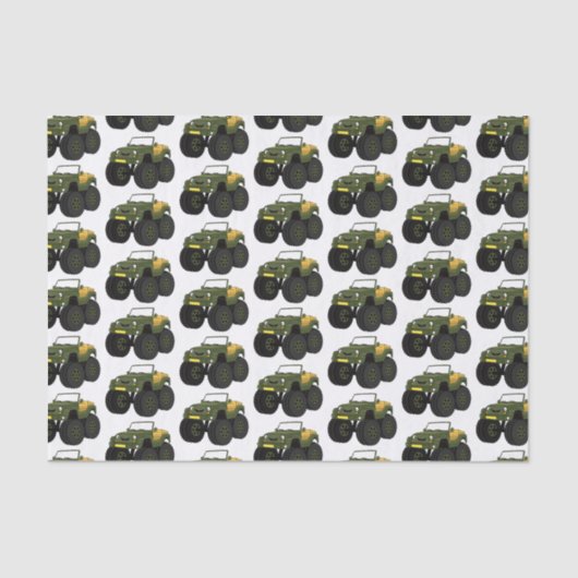 Groene monstertruck cartoon illustratie tissuepapier (Voorkant)