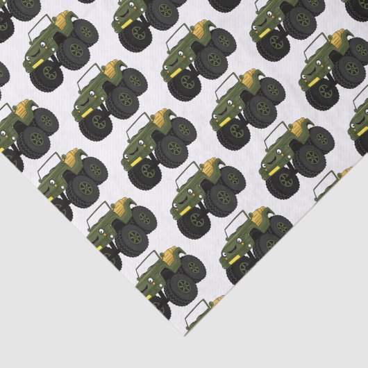 Groene monstertruck cartoon illustratie tissuepapier (Detail)