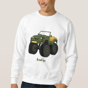 Groene monstertruck cartoon illustratie trui