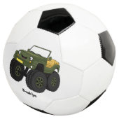 Groene monstertruck cartoon illustratie voetbal (Drie kwart)