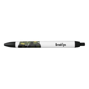 Groene monstertruck cartoon illustratie zwarte inkt pen