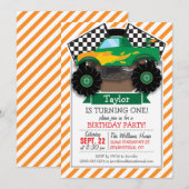 Groene monstertruck, geruite vlag; Oranje streep Kaart (Voorkant / Achterkant)