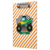 Groene monstertruck, geruite vlag; Oranje streep Klembord (Links)