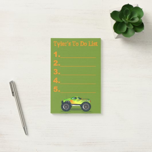 Groene monstertruck om een aanbieding te doen Post Post-it® Notes (Kantoor)