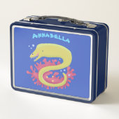 Groene moray paling grappige cartoon illustratie (Achterkant)