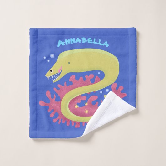 Groene moray paling grappige cartoon illustratie bad handdoek (Wasdoekje)