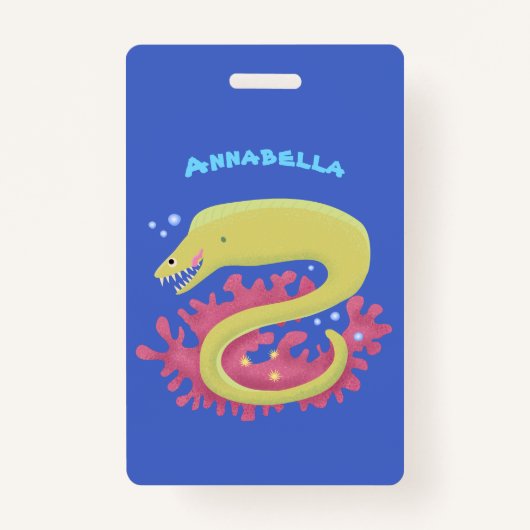 Groene moray paling grappige cartoon illustratie badge (Voorkant)