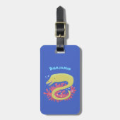 Groene moray paling grappige cartoon illustratie bagagelabel (Voorkant verticaal)