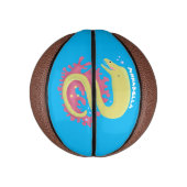 Groene moray paling grappige cartoon illustratie basketbal (Verticaal)