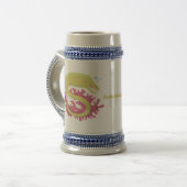 Groene moray paling grappige cartoon illustratie bierpul (Voorkant links)