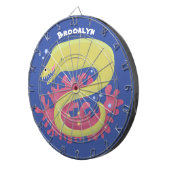 Groene moray paling grappige cartoon illustratie dartbord (Voorkant Rechts)