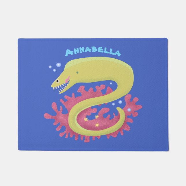 Groene moray paling grappige cartoon illustratie deurmat (Voorkant)