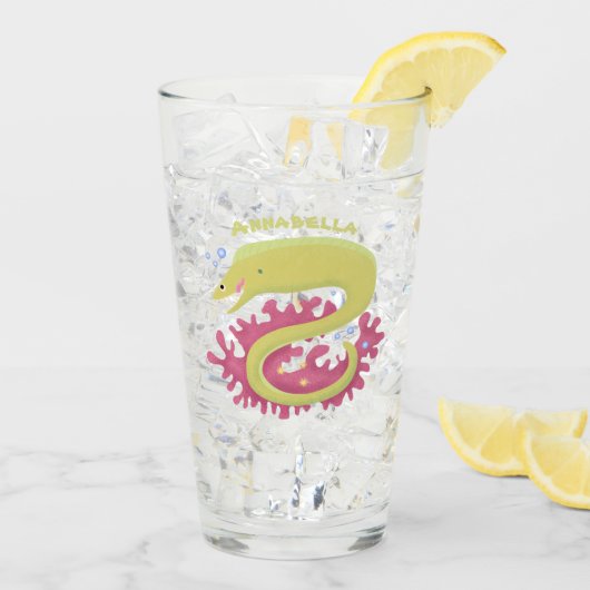 Groene moray paling grappige cartoon illustratie glas (Achterkant ijs)