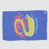 Groene moray paling grappige cartoon illustratie golfhanddoek (Horizontaal)