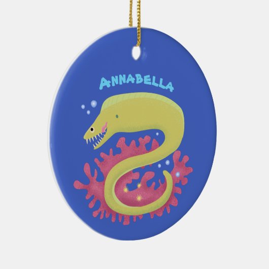 Groene moray paling grappige cartoon illustratie keramisch ornament (Rechts)