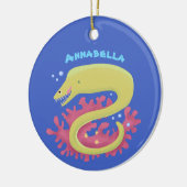 Groene moray paling grappige cartoon illustratie keramisch ornament (Links)