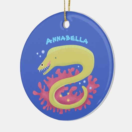 Groene moray paling grappige cartoon illustratie keramisch ornament (Links)